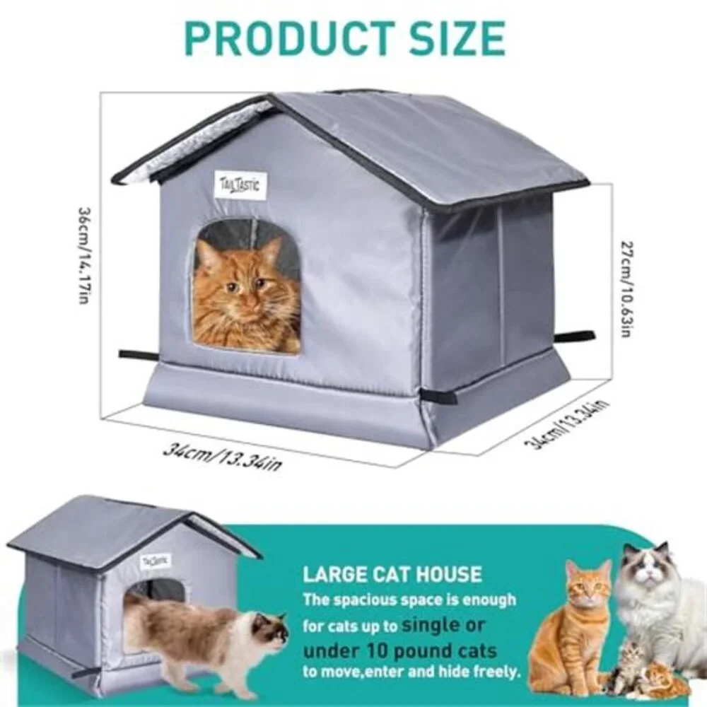 Outdoor Cat House Small Insulated Waterproof Shelter Warm Cozy Kitten Shelter